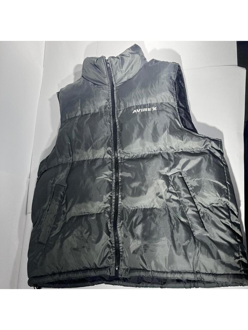 Avirex Superior Black Puffer Vest Men's XXL Full Zip Logo